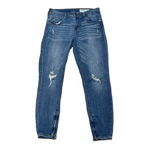 Pistola Blue Distressed Ankle Zip Size 28